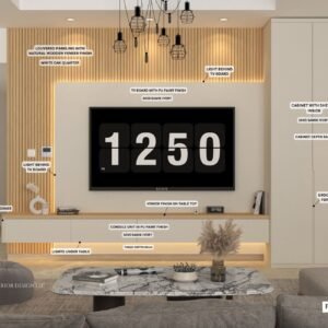 WHITE ASH OAK TV UNIT WALL - Image 3