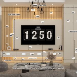 WHITE ASH OAK TV UNIT WALL - Image 2